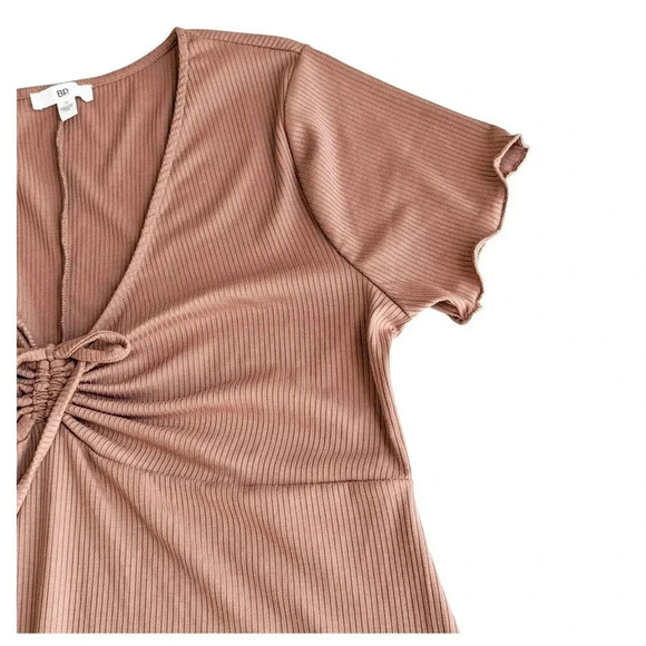 BP Mocha Ribbed Lettuce Trim Mini Dress Size 1X - Picture 3 of 8
